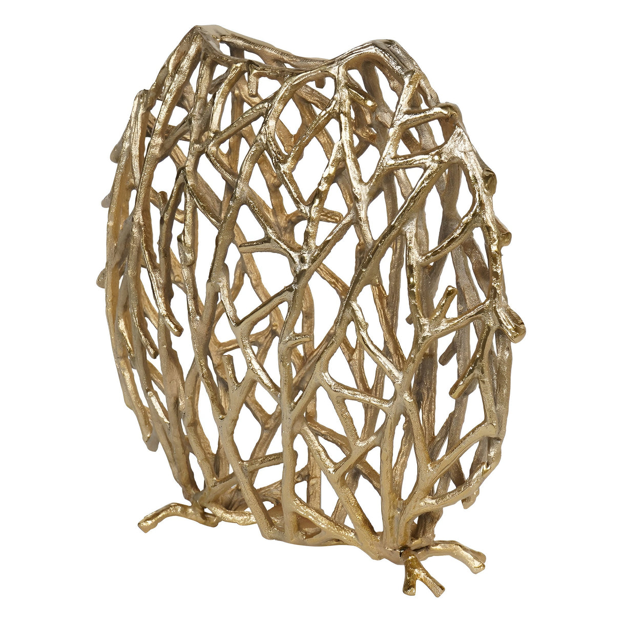 Twig Sculptural Disc Vase - Gold