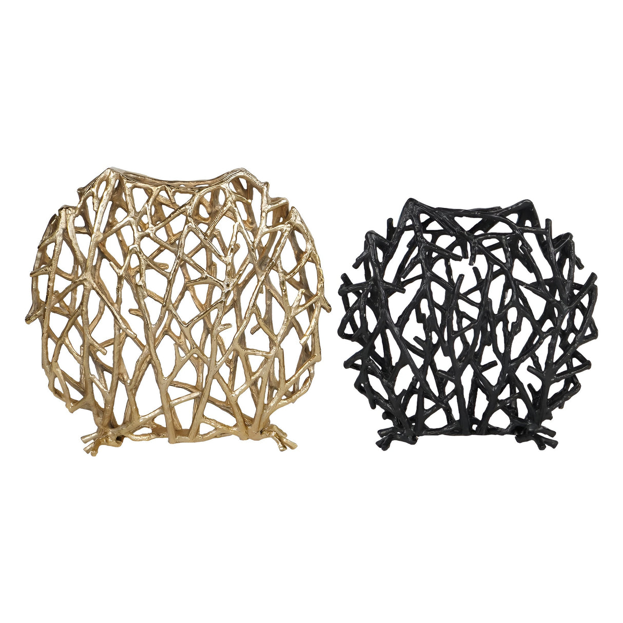Twig Sculptural Disc Vase - Gold