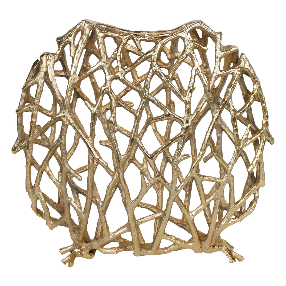 Twig Sculptural Disc Vase - Gold