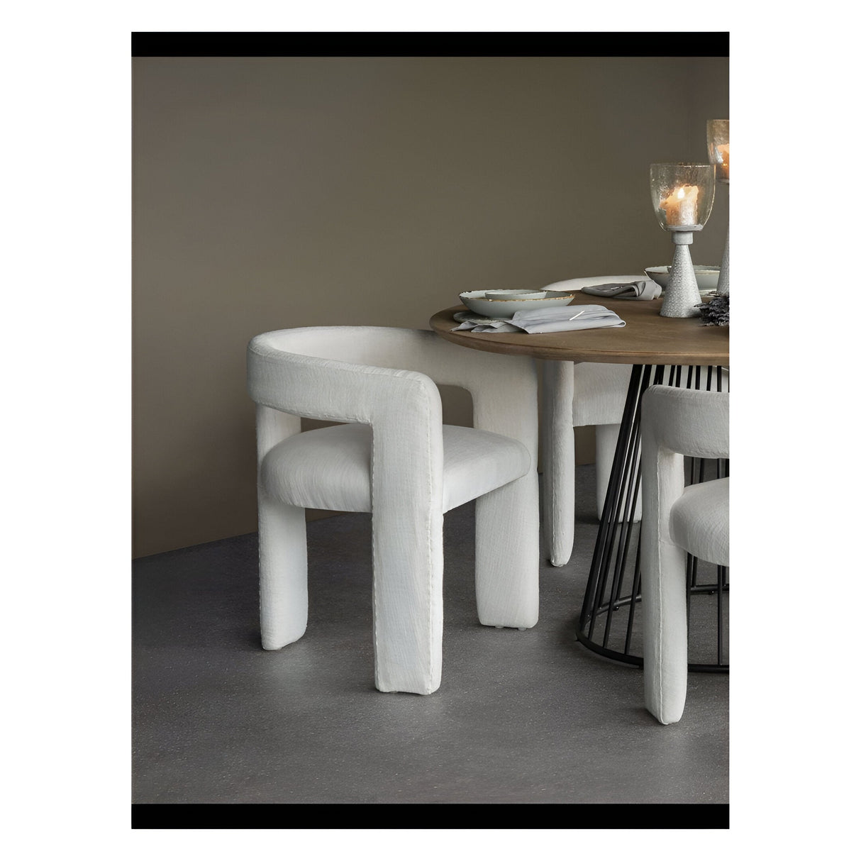 Fully Upholstered Slub Chair - Ivory
