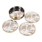 Palm Tree Round Coasters Set of 4 - Antique Gold