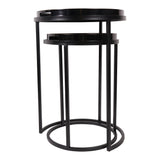 Squares Pattern Set of 2 Side Tray Tables - Black