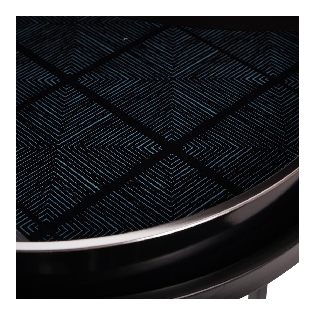 Squares Pattern Set of 2 Side Tray Tables - Black