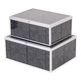 Squares Pattern Set of 2 Boxes - Grey & Silver