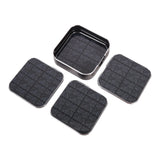 Squares Pattern Coasters Set of 4 - Black & Silver