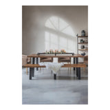 Burnham II Herringbone Wooden Bench - Brown