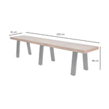 Burnham II Herringbone Wooden Bench - Brown