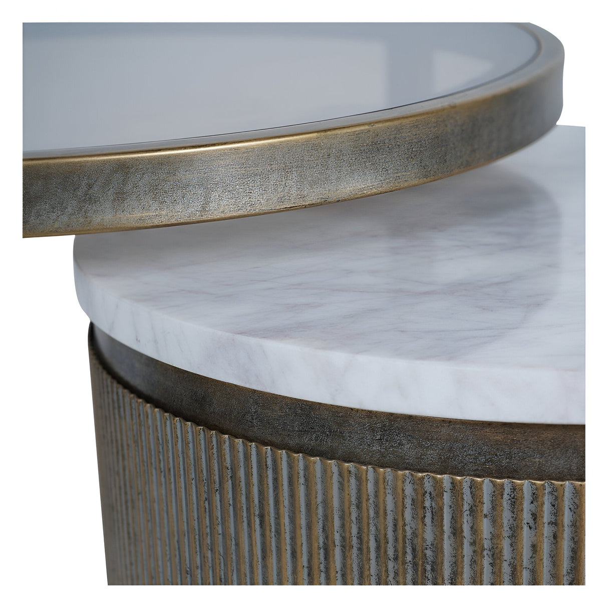 Belvedere Set of 2 Nesting Side Tables - Aged Gold
