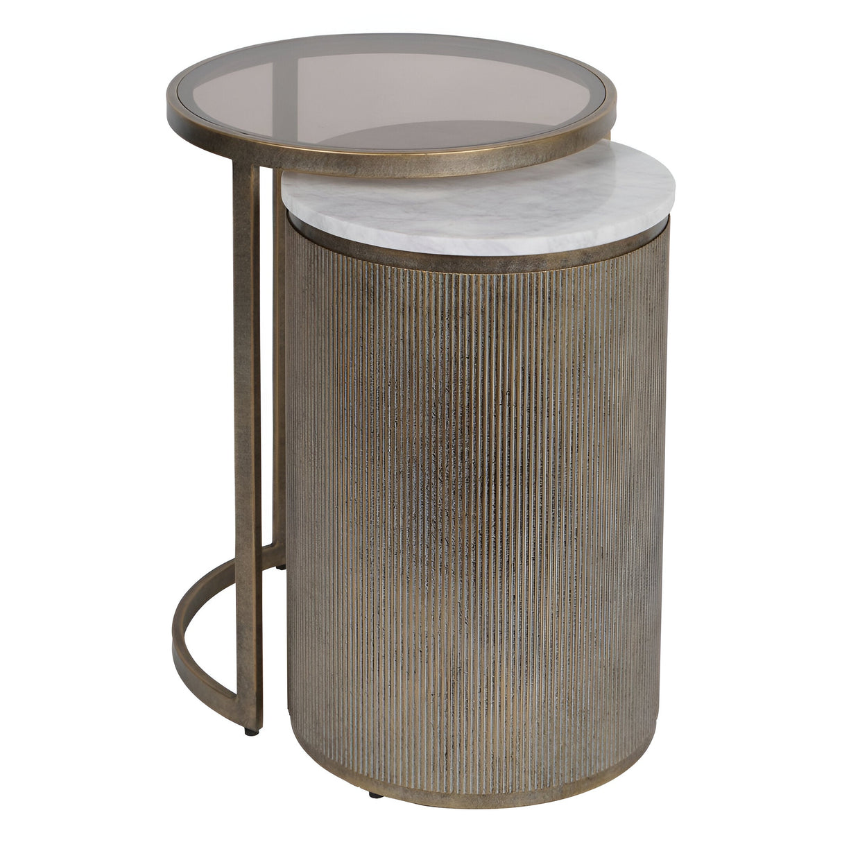 Belvedere Set of 2 Nesting Side Tables - Aged Gold