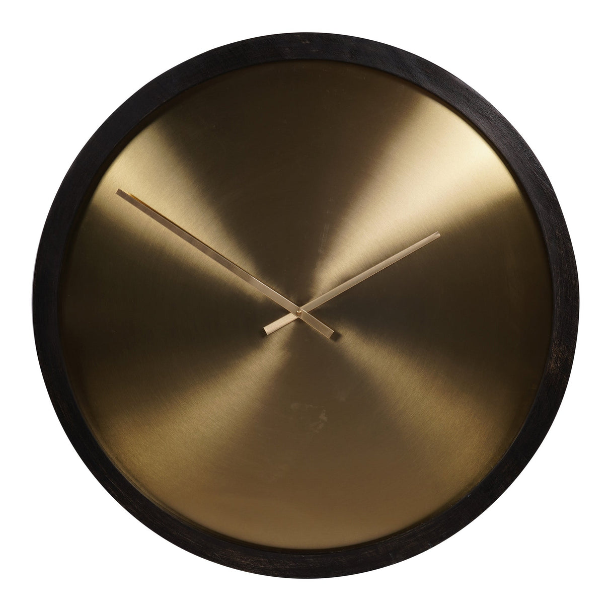 Iron Dial & Wooden Frame Wall Clock 50cm - Black & Brass