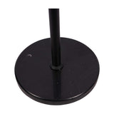 Close-up of the Libra Interiors Mesh Shade Iron Floor Lamp base, showing the black circular marble-effect base and slim upright stem.