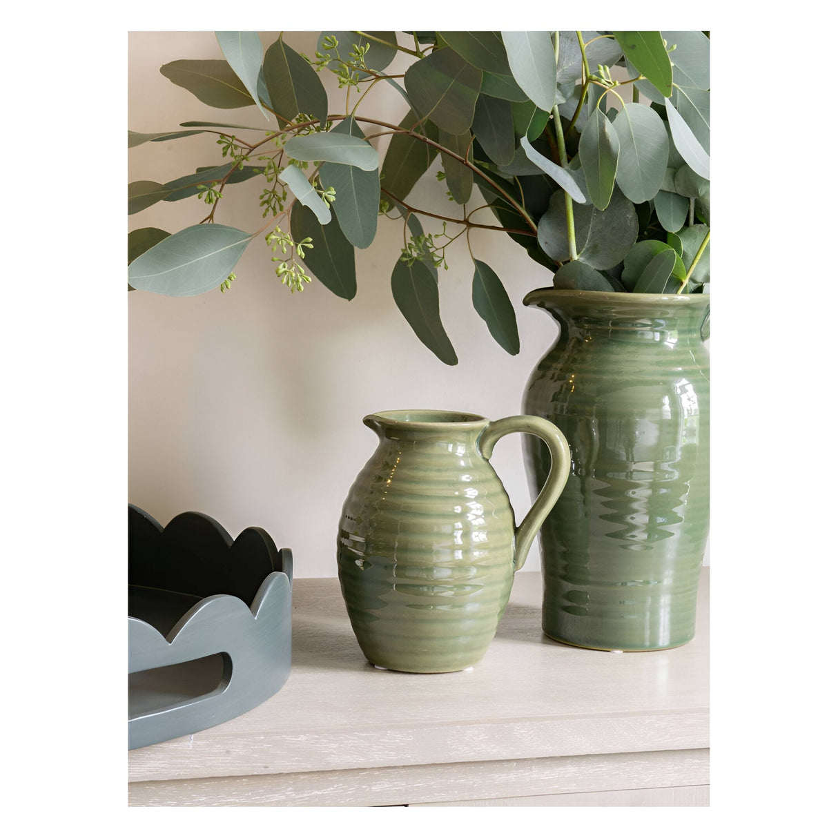 Laura Ashley Harriston Stoneware Handle Jug - Green