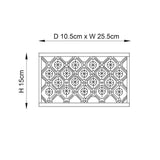 Endon Prescott two-light wall fitting dimension diagram showing H 15cm and D 10.5cm x W 25.5cm on a plain white background.