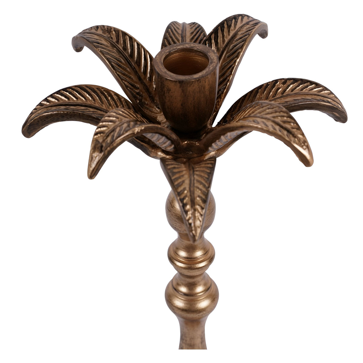 Laura Ashley Large Palm Tree Candlestick - Antique Brass