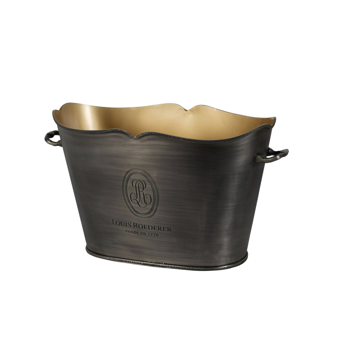 Cramant Oval Champagne Bucket - Brushed Steel & Gold