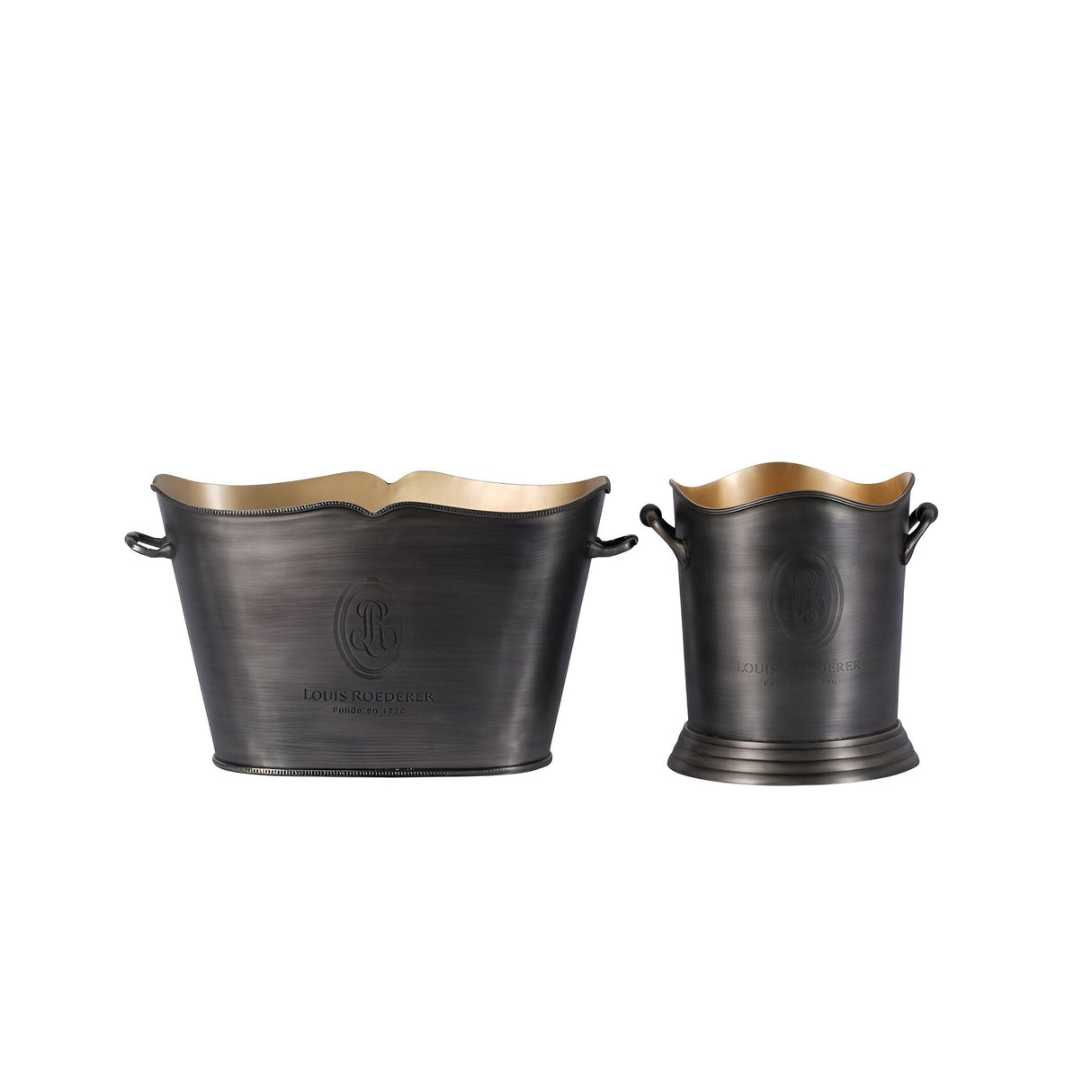 Cramant Oval Champagne Bucket - Brushed Steel & Gold