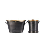 Cramant Oval Champagne Bucket - Brushed Steel & Gold