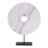 Castello White Marble Disc Figurine - 52cm
