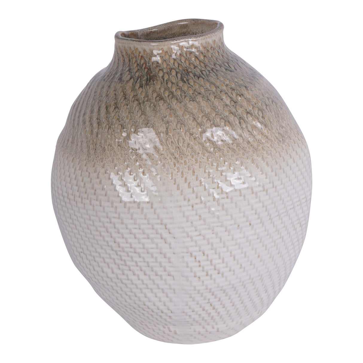 Large Ceramic Woven Vase - Taupe