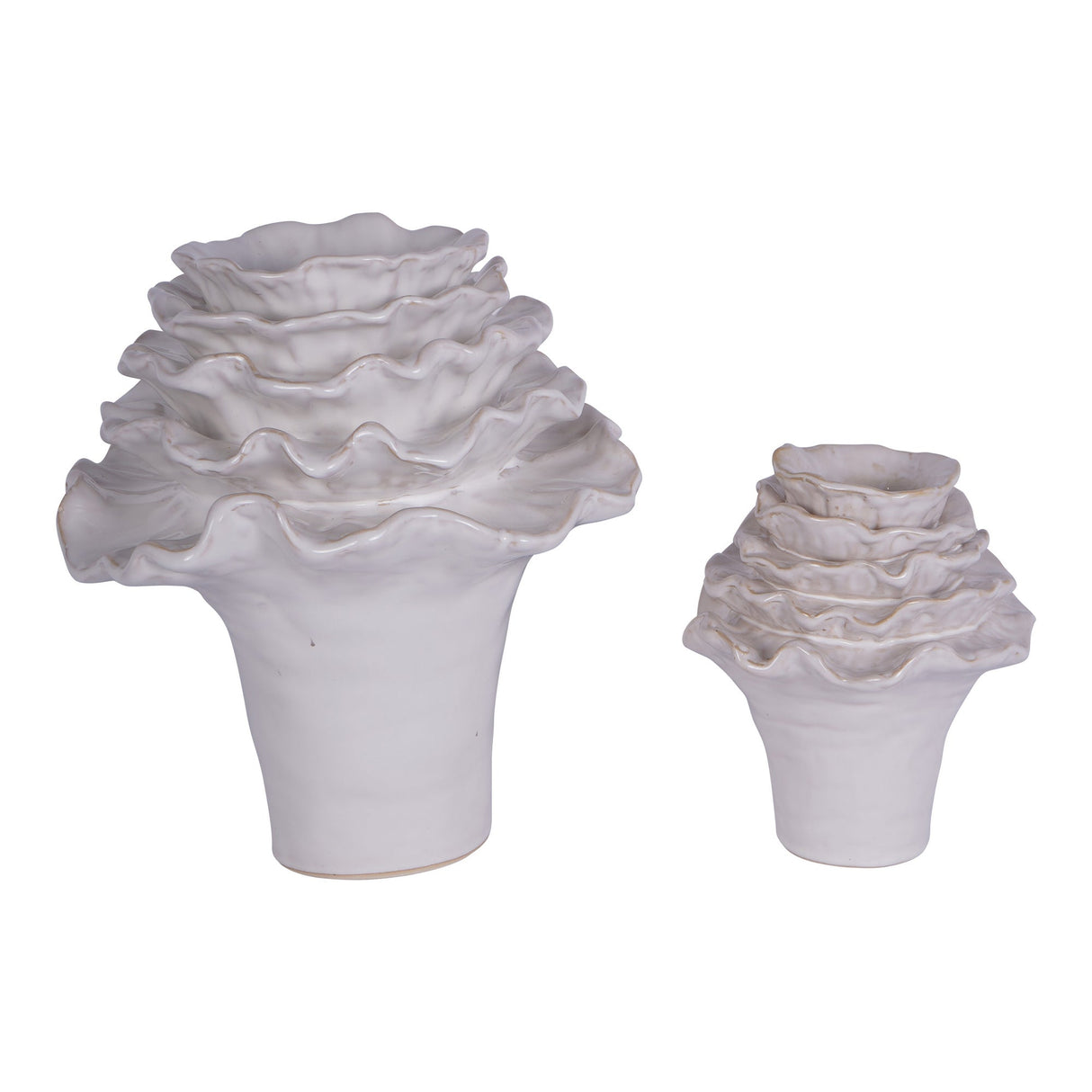 Layered Petals Small Ceramic Vase - Off White