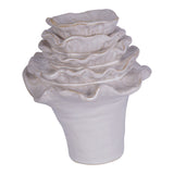 Layered Petals Small Ceramic Vase - Off White