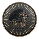 Palladium Wall Clock With moving Cogs 100cm - Black & Gold