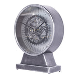 Palladium Mantel Clock With Moving Cogs - Black Nickel
