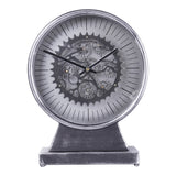 Palladium Mantel Clock With Moving Cogs - Black Nickel