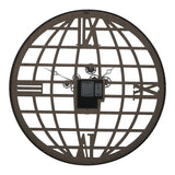 Open Globe & Numerals Wall Clock With Moving Cogs - Black & Gold