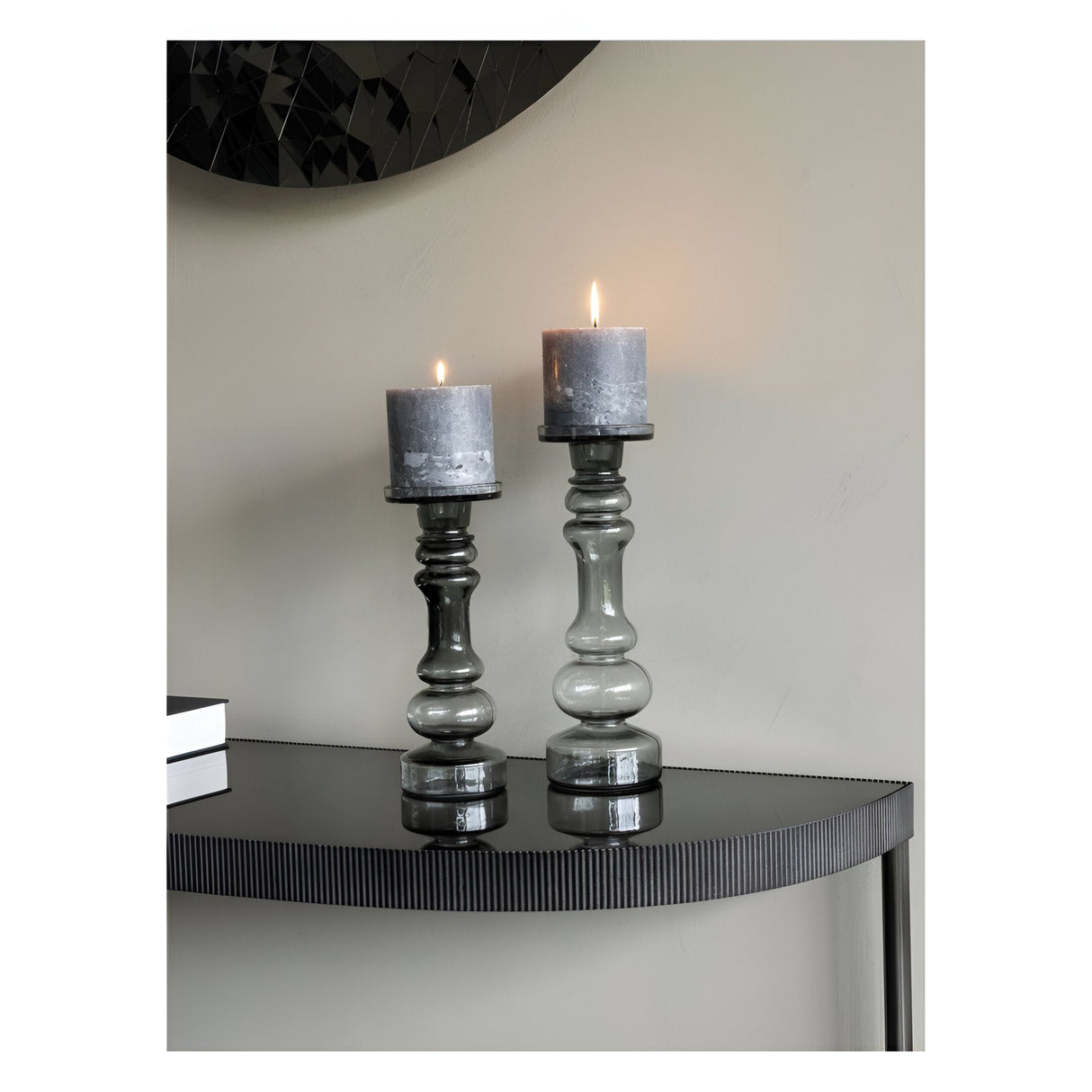Vitrum Glass Candle Holder 35cm - Grey