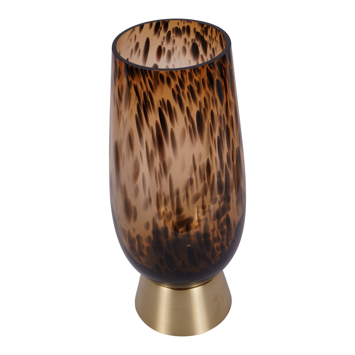 Savanna Glass Vase With Brass Base 40cm - Brown