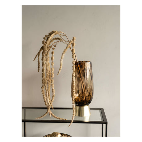 Savanna Glass Vase With Brass Base 40cm - Brown