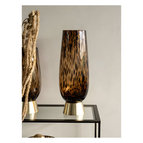 Savanna Glass Vase With Brass Base 50cm - Brown
