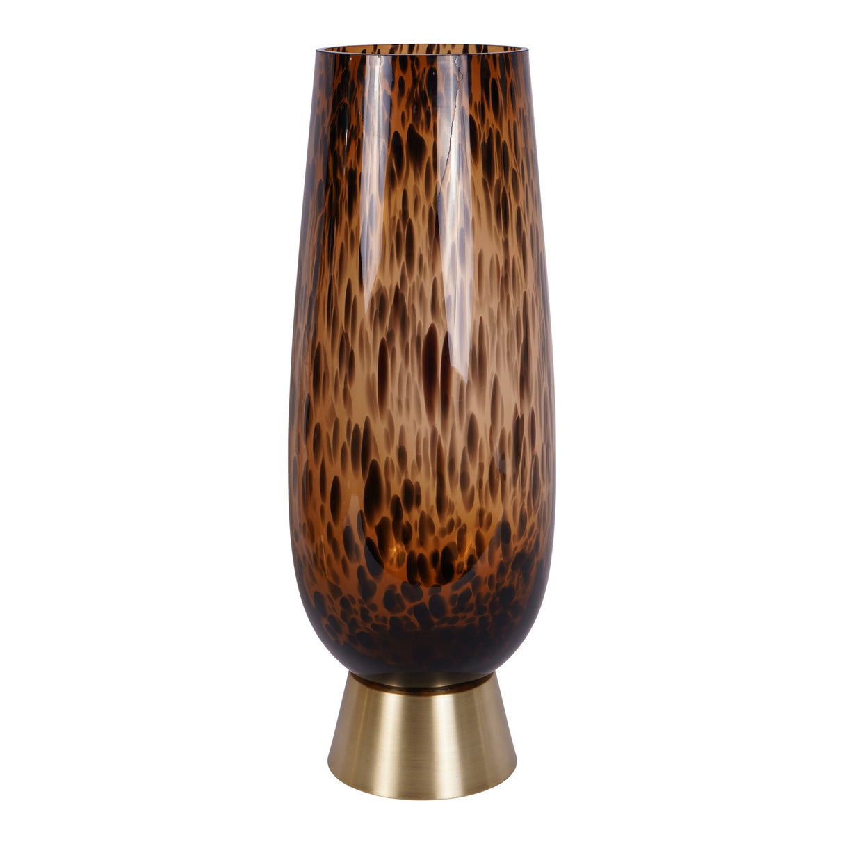 Savanna Glass Vase With Brass Base 50cm - Brown