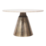 Clifton II Small Coffee Table - Antique Brass & Light Travertine