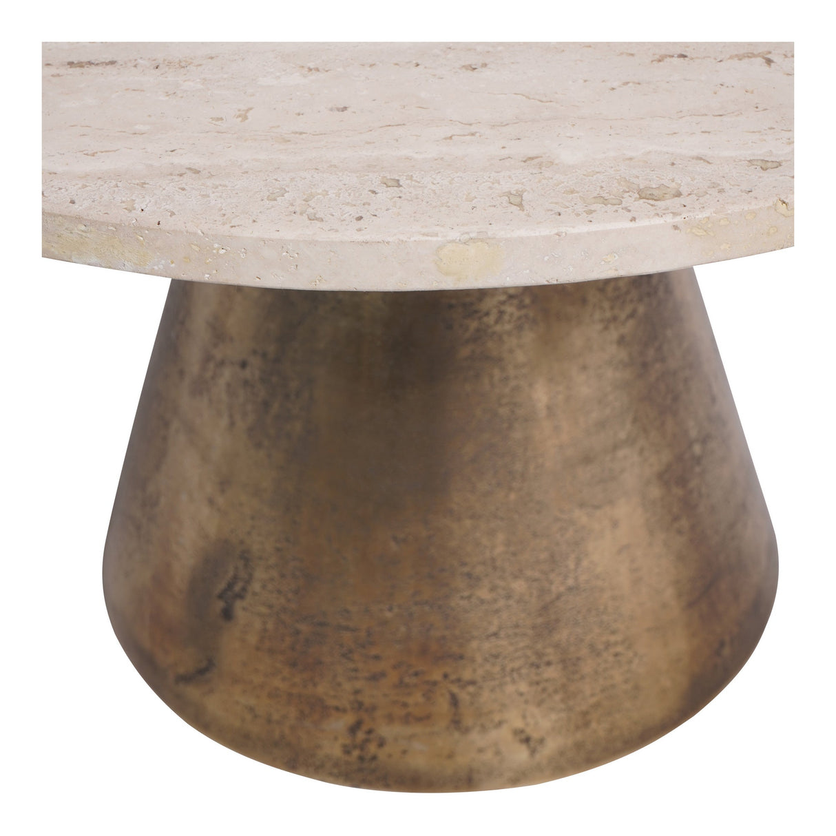 Clifton II Small Coffee Table - Antique Brass & Light Travertine
