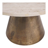 Clifton II Small Coffee Table - Antique Brass & Light Travertine