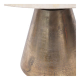 Clifton II Small Coffee Table - Antique Brass & Light Travertine