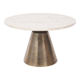 Clifton II Small Coffee Table - Antique Brass & Light Travertine