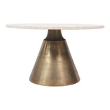 Clifton II Large Coffee Table - Antique Brass & Light Travertine
