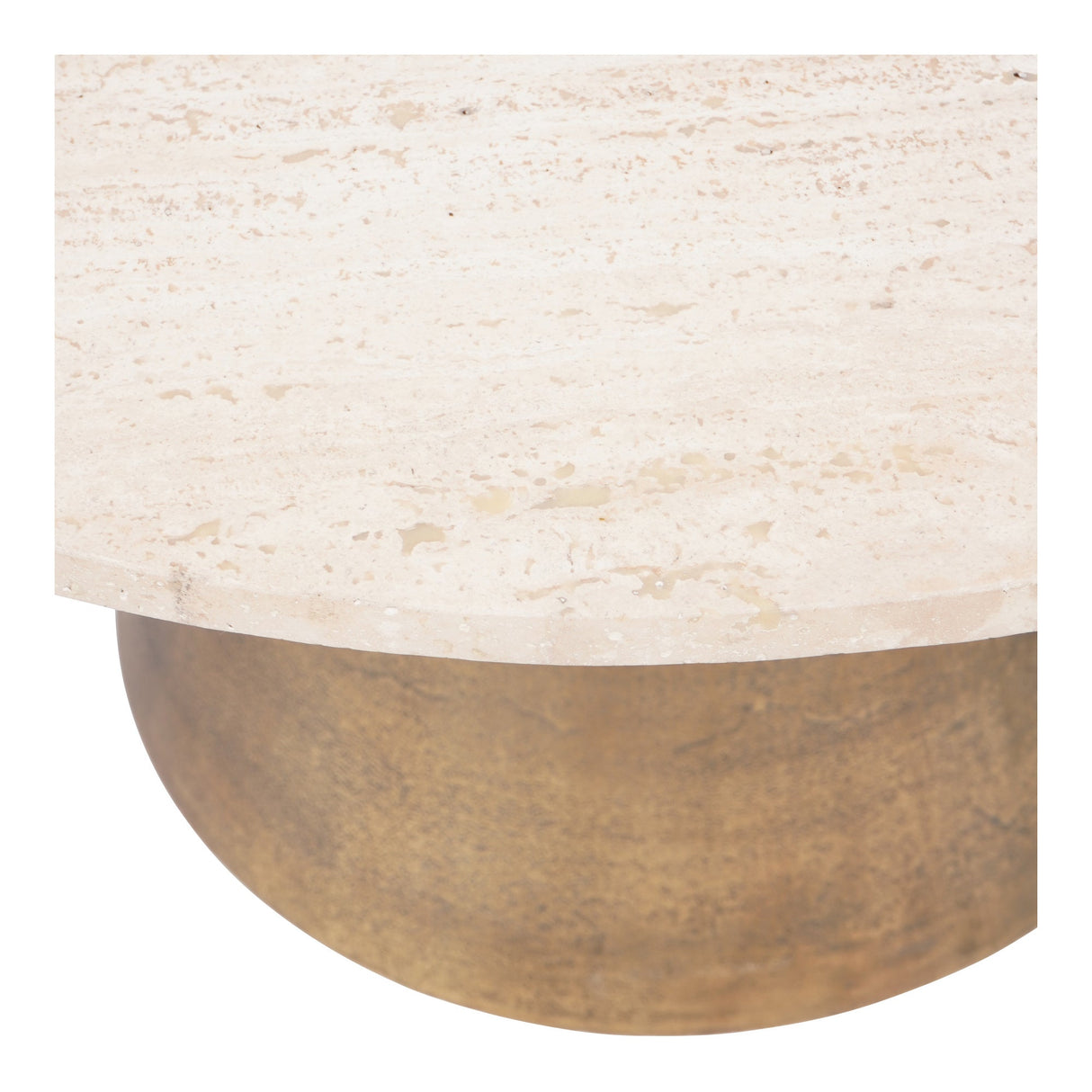Clifton II Large Coffee Table - Antique Brass & Light Travertine
