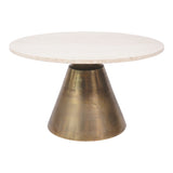 Clifton II Large Coffee Table - Antique Brass & Light Travertine