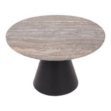 Clifton II Small Coffee Table - Charcoal Black & Dark Travertine