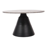 Clifton II Large Coffee Table - Charcoal Black & Dark Travertine
