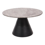 Clifton II Large Coffee Table - Charcoal Black & Dark Travertine