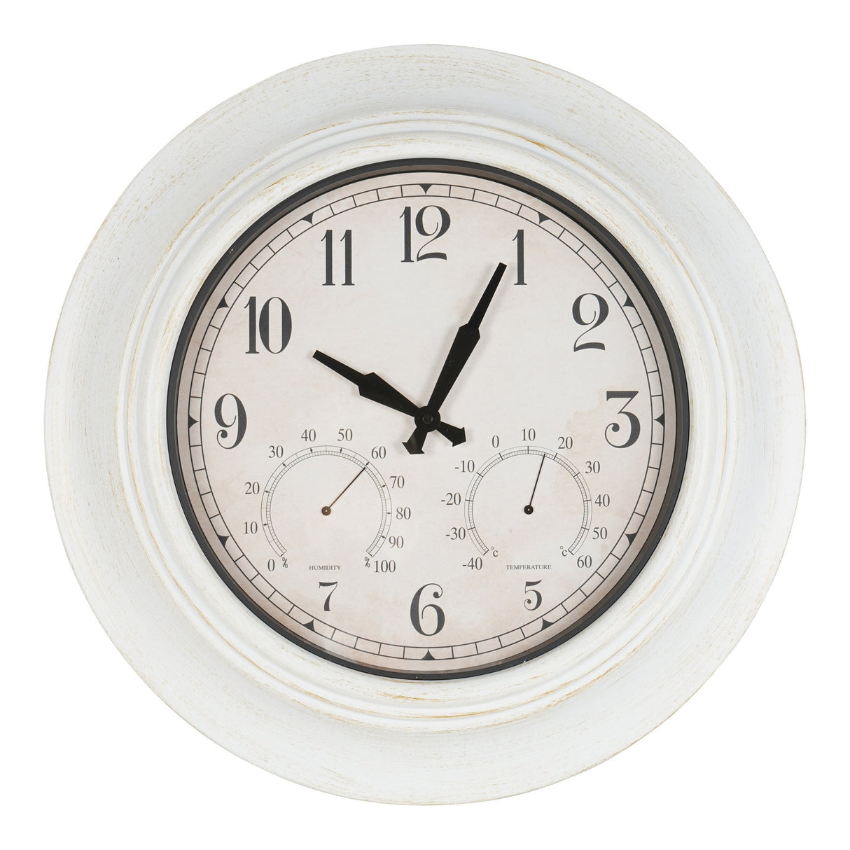 Outdoor Clock With Temperature & Humidity - White