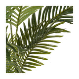 Close-up of the Libra Interiors Faux Areca Palm showing arching green polyethylene fronds with slender feathered leaves on a plain white background.