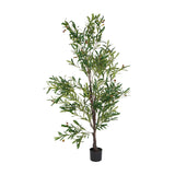 Libra Interiors Potted Mediterranean Olive 170cm artificial tree with green leaves, small olives and a bark-effect trunk in a black nursery pot.
