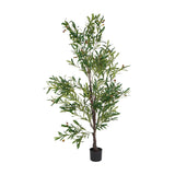 Libra Interiors Potted Mediterranean Olive 170cm artificial tree with slim green leaves, ripening olives and bark-effect trunk in a black nursery pot.