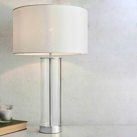 Caldley Table Lamp - Nickel & White